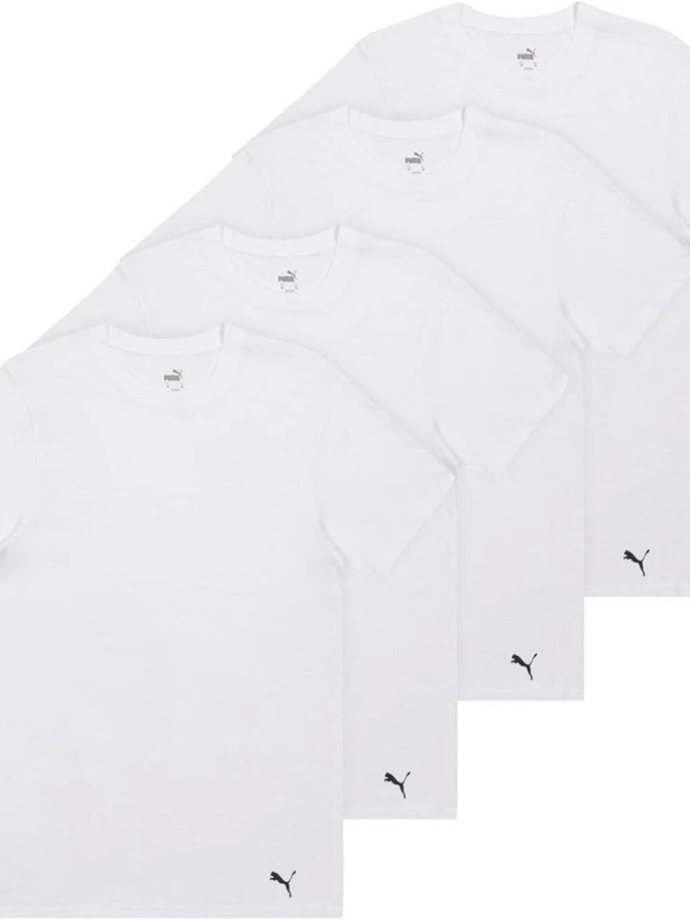 PUMA Men's 4-Pack Classic Crew Neck T-Shirts White Size L NWT